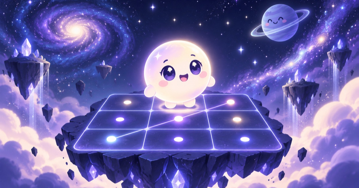 星空中站在九宮格盤上的角色插畫——你的生日藏著靈魂設定檔